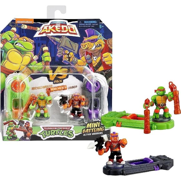 Legends Of Akedo Teenage Mutant Ninja Turtles Mini Michelangelo Vs Bebop - Picture 1 of 9